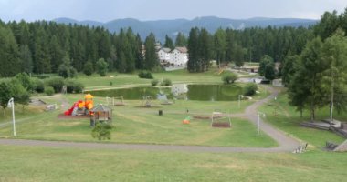 Lavarone, İtalya - 22 Temmuz 2015: Palu Lavarone parkta. Bu bir ünlüdür İtalyan Trentino Alto Adige bölgesinin onun göl haline geldi. 
