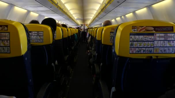 Barcelona Spain Mei 2014 Pesawat Jet Ryanair Tampilan Interior Ryanair — Stok Video