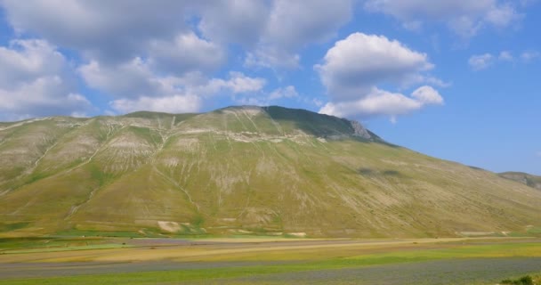 阳光照射的山区景观全景 — 图库视频影像