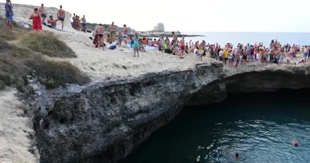 Lecce Italien Augusti 2015 Grotta Della Poesia Dikt Grotta Roca — Stockvideo