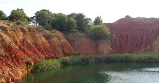 Panoramatický Pohled Jezero Kaňonu Záři Slunce — Stock video