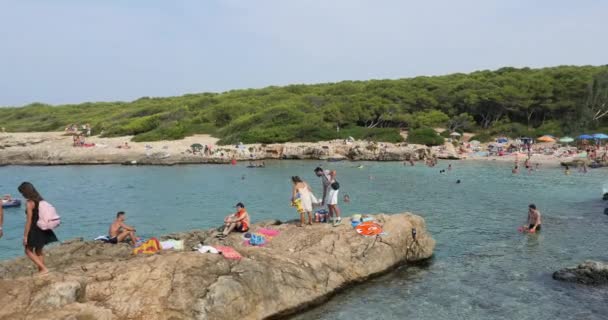 Lecce Italia Agosto 2015 Playa Porto Selvaggio Verano Esta Playa — Vídeos de Stock