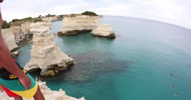 Lecce Italia Agosto 2015 Grotta Della Poesia Roca Vecchia Estate — Video Stock