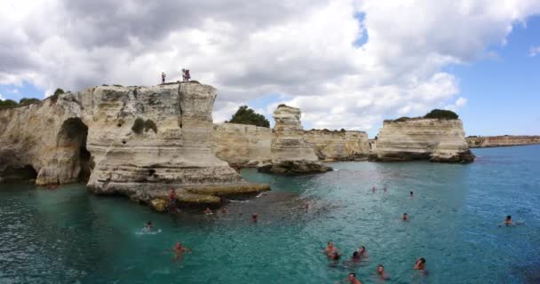 Lecce Talya Ağustos 2015 Grotta Della Poesia Şiir Mağarası Roca — Stok video