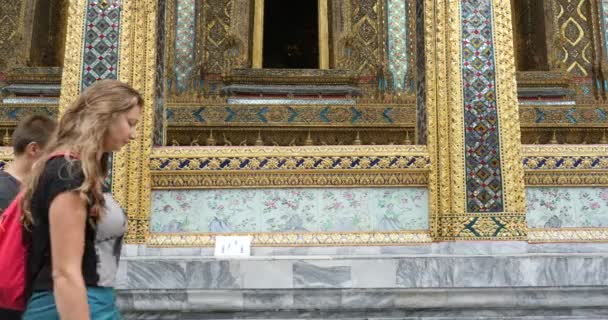 Архитектурная Деталь Тайского Соблазна Большой Дворец Бангкок Таиланд — стоковое видео