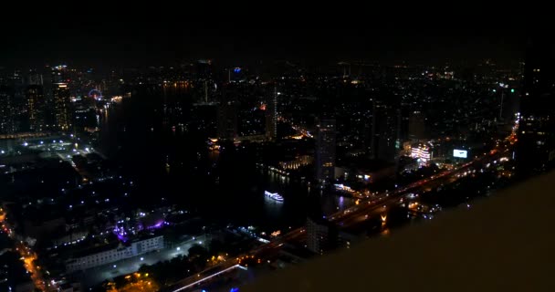 Night Illuminated Cityscape Traffic Road — Stock Video