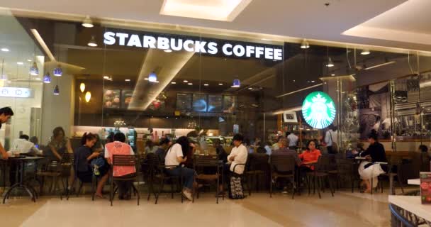 Bangkok Thailand November 2015 Starbucks Coffee Shopping Mall Starbucks Ist — Stockvideo