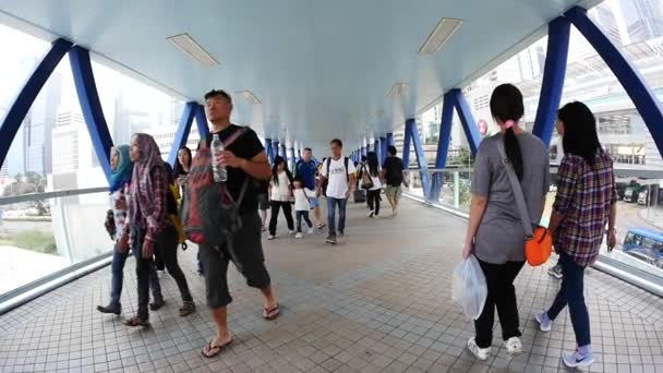 Hong Kong Cina Novembre 2015 Persone Che Camminano Sul Lungomare — Video Stock