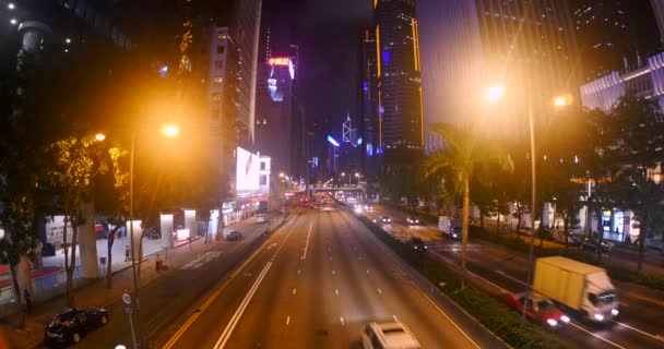 Гонконг Китая Circa November 2015 Traffic Skyline Night Time — стоковое видео