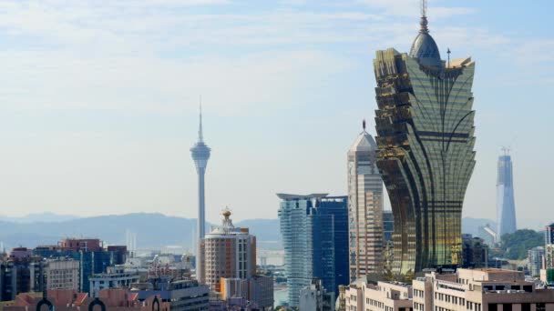 Macau Kina November 2015 Panoramautsikt Skyline Staden Utsikt Från Guia — Stockvideo