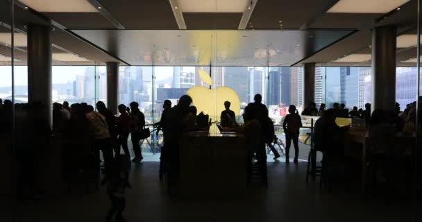 Hong Kong China Listopad 2015 Upływ Czasu Apple Store Centralnej — Wideo stockowe