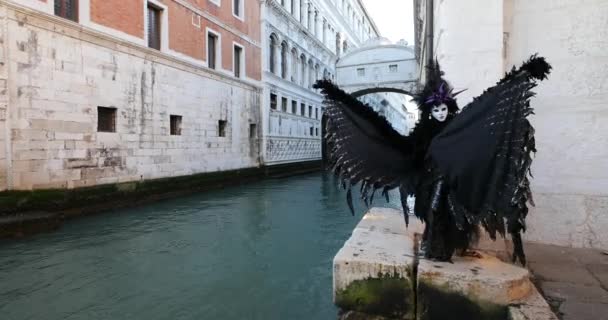 Venice Italië Februari 2016 Carnaval Van Venetië Mooi Masker Met — Stockvideo