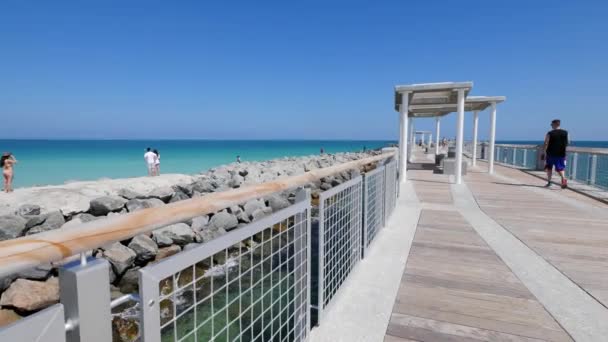 Zuid Pointe Pier Een Zonnige Dag Miami Beach Florida — Stockvideo