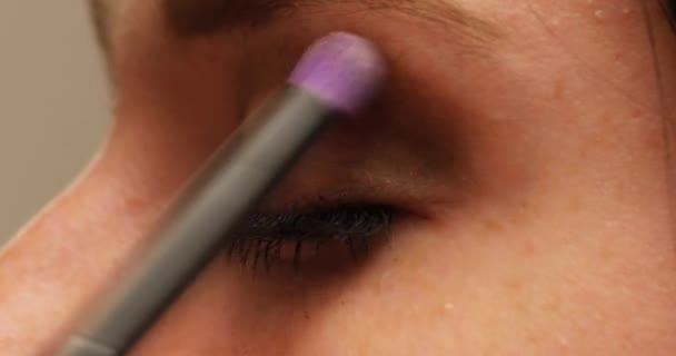 Close Footage Beautiful Girl Eye Makeup — Vídeo de Stock