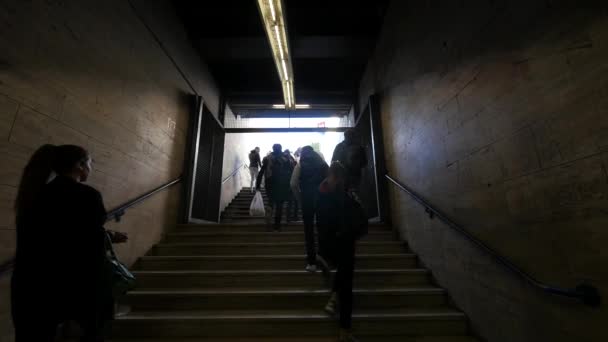 Rome Italy Circa October 2016 Exit Subway Station Network Opened — Stock Video