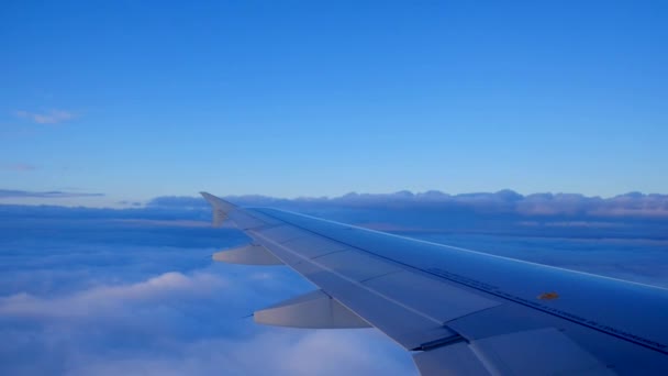 Aile Avion Mobile Avec Ciel Bleu Nuages — Video
