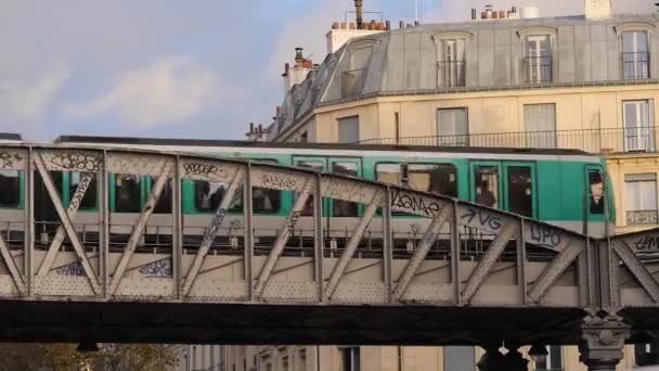 Parigi Francia Circa Novembre 2016 Treno Arrivo Alla Stazione Jaures — Video Stock