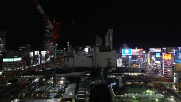 Footage Illuminated Buildings Night Tokyo Japan — Stock Video