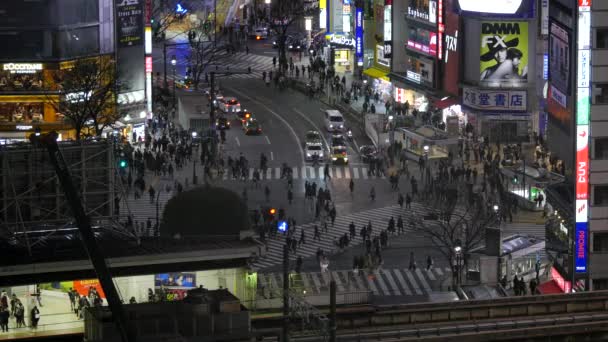 Emelkedett Felvétel Emberek Átkelés Utcában Tokióban — Stock videók