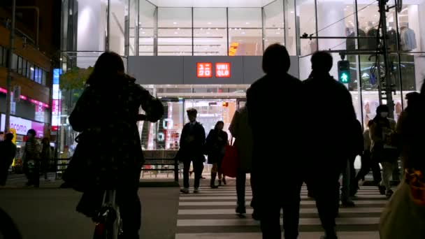 Tokio Japón Circa Marzo 2017 Edificio Uniqlo Por Noche Uniqlo — Vídeos de Stock