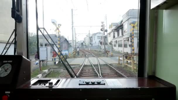 Kyoto Japão Circa March 2017 Vista Keifuku Randen Tram Line — Vídeo de Stock