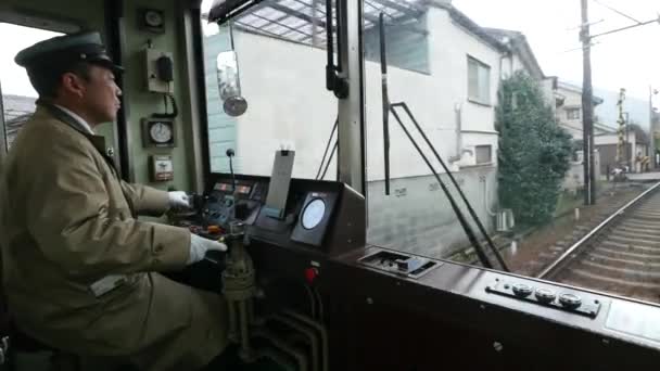 Kyoto Japon Circa Mars 2017 Vue Ligne Tramway Keifuku Randen — Video