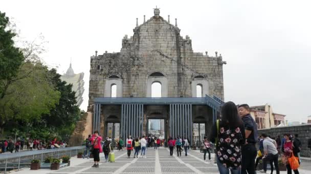 Macau China Circa November 2015 Reruntuhan Katedral Santo Paulus Dan — Stok Video