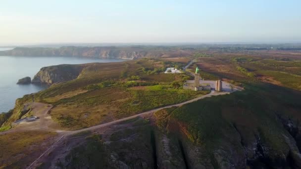 Vista Aerea Pianure Con Bordi Scogliera Dal Mare Luce Del — Video Stock