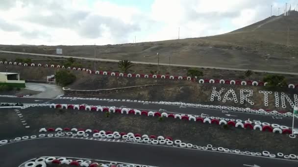 Lanzarote Spanje Circa Juni 2017 Luchtfoto Van Het Kart Circuit — Stockvideo