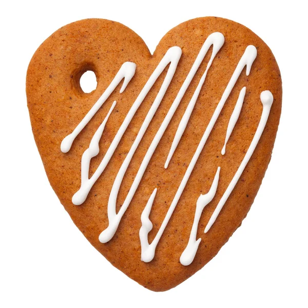 Peperkoek Hart Cookie Geïsoleerd Een Witte Achtergrond Bovenaanzicht — Stockfoto