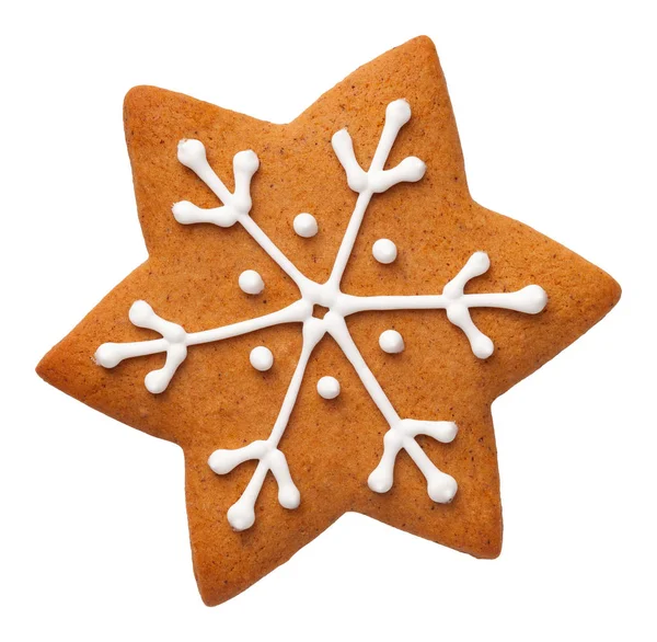 Gingerbread Ster Geïsoleerd Witte Achtergrond Bovenaanzicht — Stockfoto