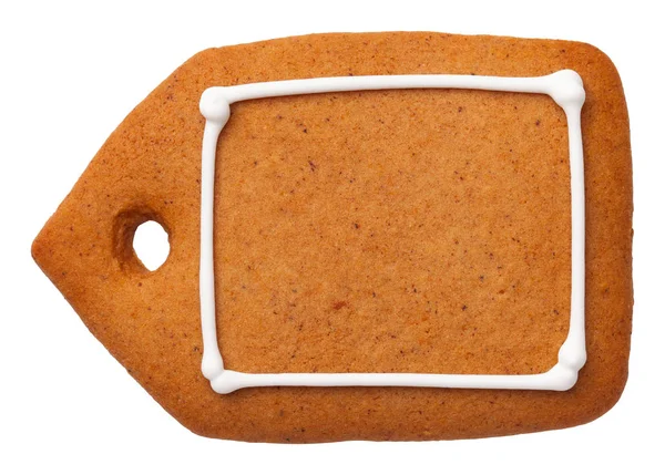 Perník Cookie Popisek Izolovaných Bílém Pozadí Pohled Shora — Stock fotografie
