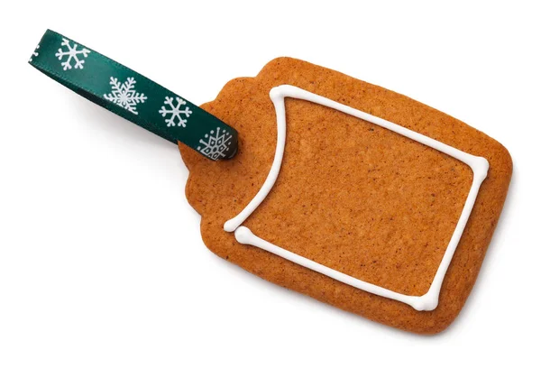 Piernika Cookie Etykiety Wstążki Białym Tle Widok Góry — Zdjęcie stockowe