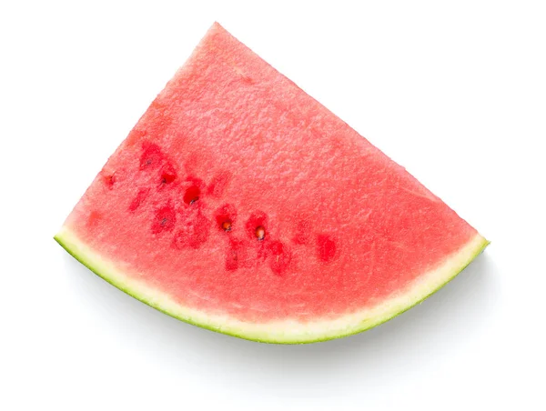 Wassermelonenscheibe Isoliert Auf Weißem Hintergrund Flache Lage Draufsicht — Stockfoto
