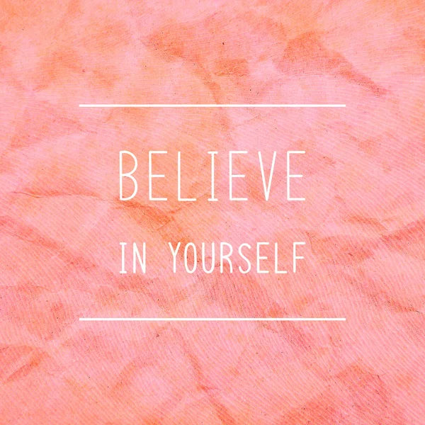 Believe Yourself Inspirational Quote Red Orange Crumpled Paper — Stock Photo, Image
