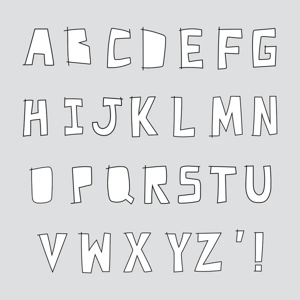 Vector Hand Drawn Alphabet Grey Background — Stock Vector