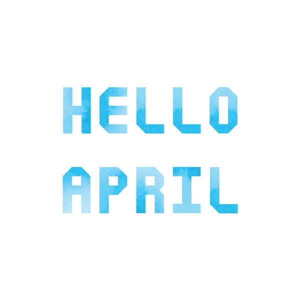 Hej April Kort Med Blå Vattenfärg Vit Bakgrund — Stock vektor
