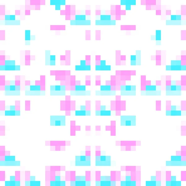 Pink and blue geometric pattern on white background.