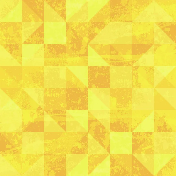 黄色とオレンジ色の幾何学的な背景 三角形と正方形のパターン — ストック写真