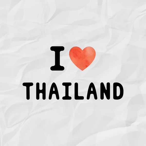 Stasyonlu Krinkıl Kağıt Üzerinde Kırmızı Sulu Boya Kalp Ile Tayland — Stok fotoğraf