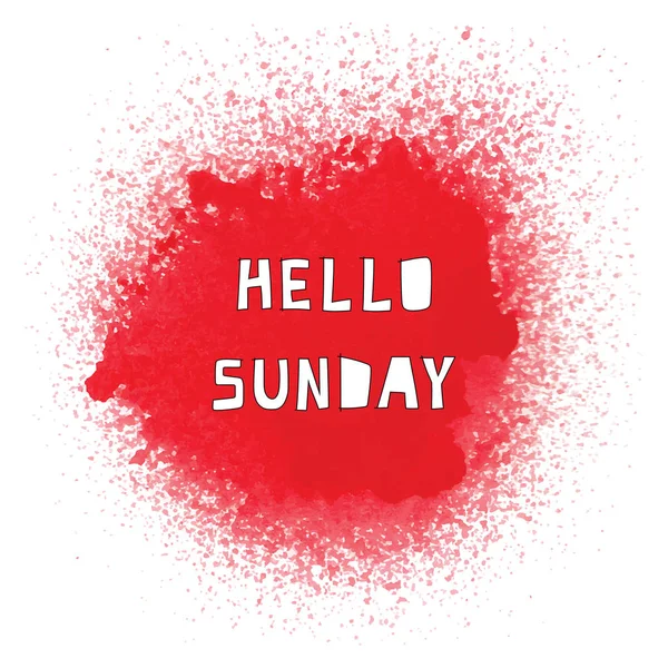 Текст Hello Sunday Красной Акварели — стоковый вектор