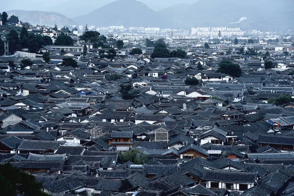 Toiture Traditionnelle Vieille Ville Lijiang Dans Yunnan Chine — Photo