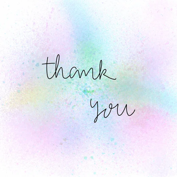 Obrigado Letras Desenhadas Mão Citação Inspiradora Aquarela Spray Colorido — Fotografia de Stock