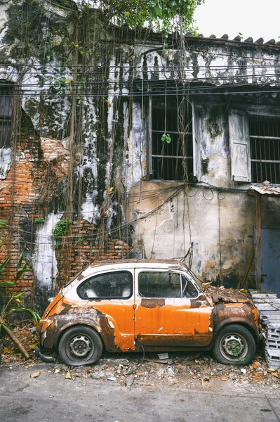 Bangkok Thailand Dezember 2017 Alter Orangefarbener Fiat 600 Auto Mit — Stockfoto