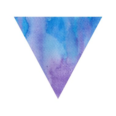 Mor ve mavi beyaz zemin üzerine suluboya üçgen.