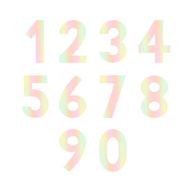 Tasarım için pastel renkler ile sayılar kümesi.