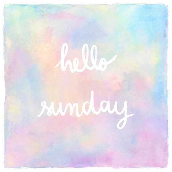 Hello Sunday Hand Letras Sobre Fondo Acuarela Pastel — Foto de Stock