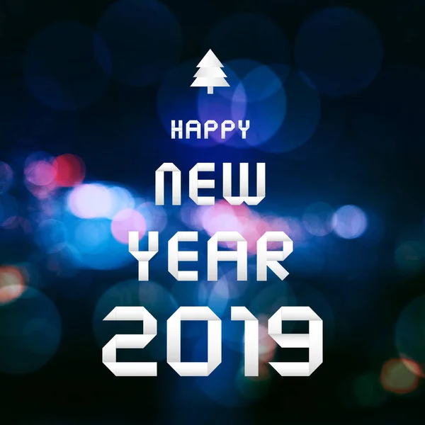 Frohes Neues Jahr 2019 Auf Buntem Bokeh Hintergrund — Stockfoto