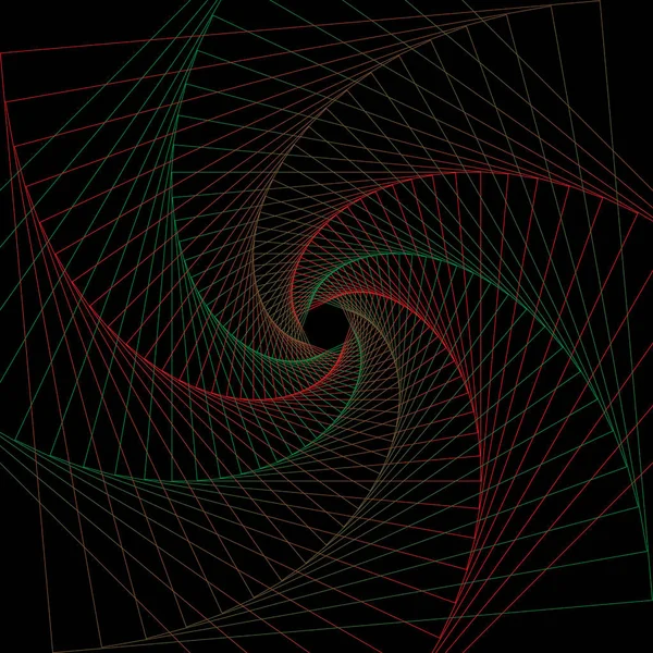 黒い背景に赤と緑の幾何学的なライン アート フレーム — ストックベクタ