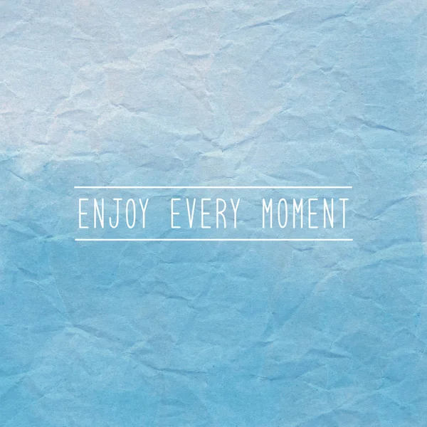 Enjoy Every Moment Inspirational Quote Blue Crumpled Paper — Stock Photo, Image